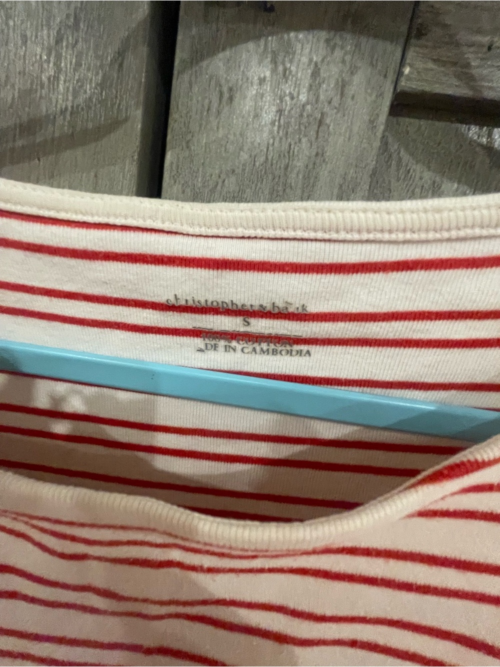 Christopher & Banks Red and White Striped Boatneck Top with Shoulder Buttons - Picture 2 of 2